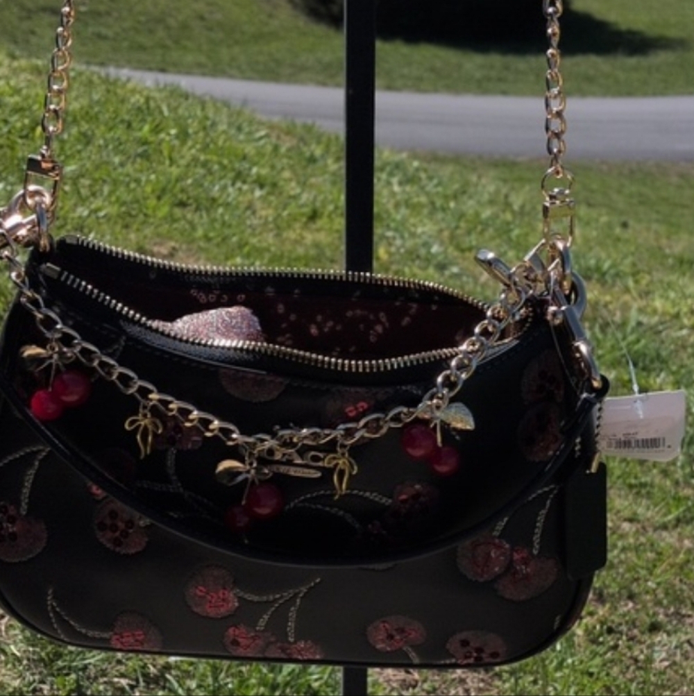 Coach Teri Shoulder Bag Leather Shoulder Cherry Print NWT